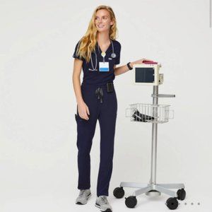 Women's Navy Yola High Waisted - Petite Skinny Scrub Pants - XS - Petite, Figs